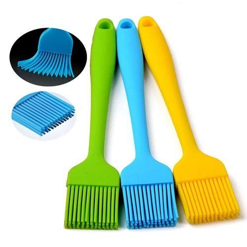 Heat Resistant Food Grade Basting Silicone Baking Oil Brush (Set of 1, 8.5 inch Each) for Nonstick Cookware Bakeware Tools for Cake, Pastry, Barbecue, Cooking, Assorted Color