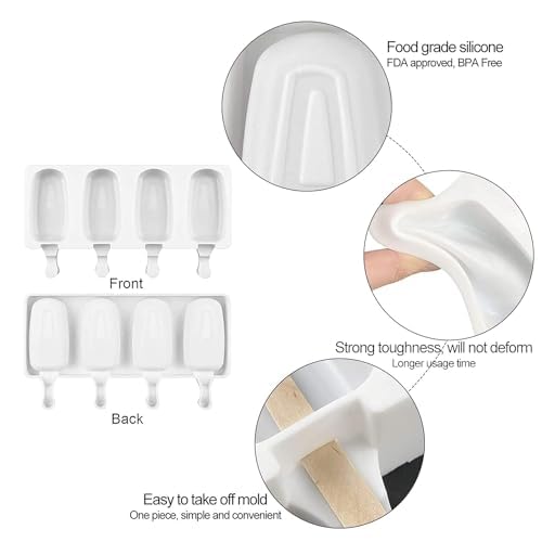 Silicone 4 Cavity Popsicle Mould, Cake sicle Mould, Homemade Popsicle/Frozen Ice Cream/Kulfi Candy