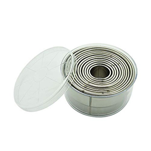 Stainless Steel Round Cookie Biscuit Cutter with Plain Edge Cutting - Set of 12 Different Sized Cutters
