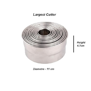 Stainless Steel Round Cookie Biscuit Cutter with Plain Edge Cutting - Set of 12 Different Sized Cutters